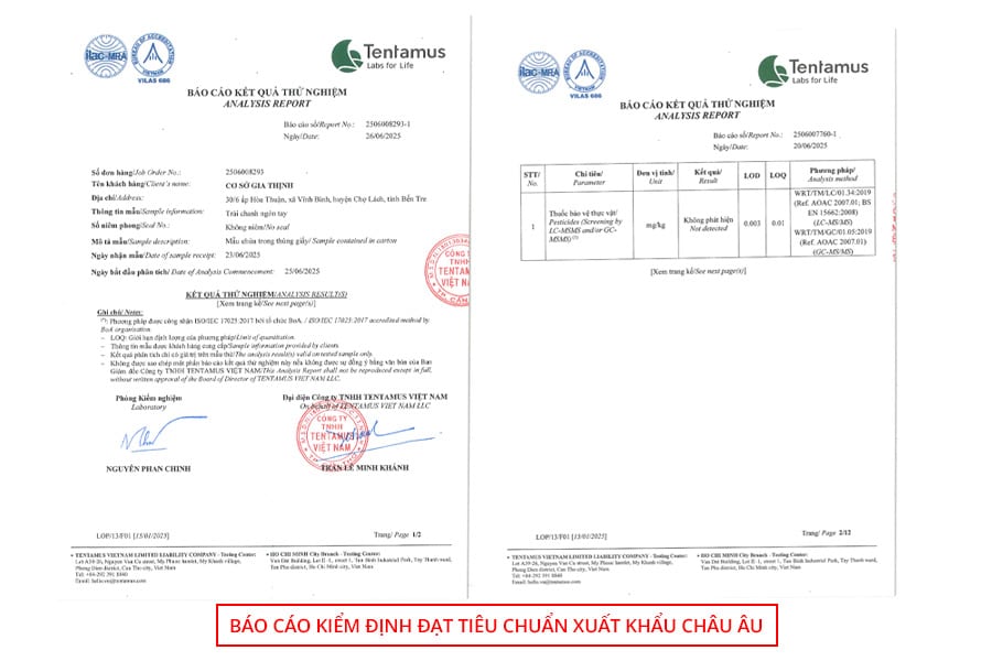 Chứng nhận tiêu chuẩn EuroGAP và chất lượng chanh ngón tay Gia Thịnh Garden